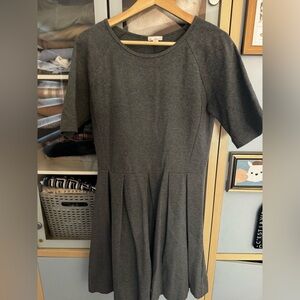 GAP Cotton 3/4 Sleeve Fit and Flare Gray Women's Dress